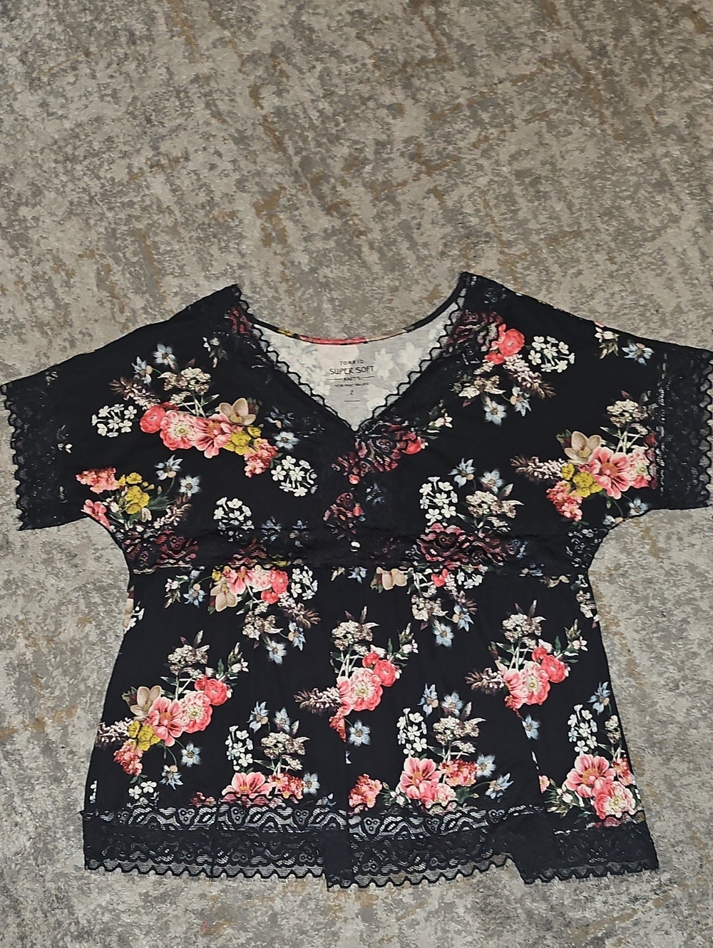 Torrid Babydoll Super Soft Lace Trim Top 2X - Picture 6 of 9